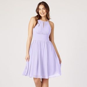 Lilac womens chiffon knee length bridesmaid dress